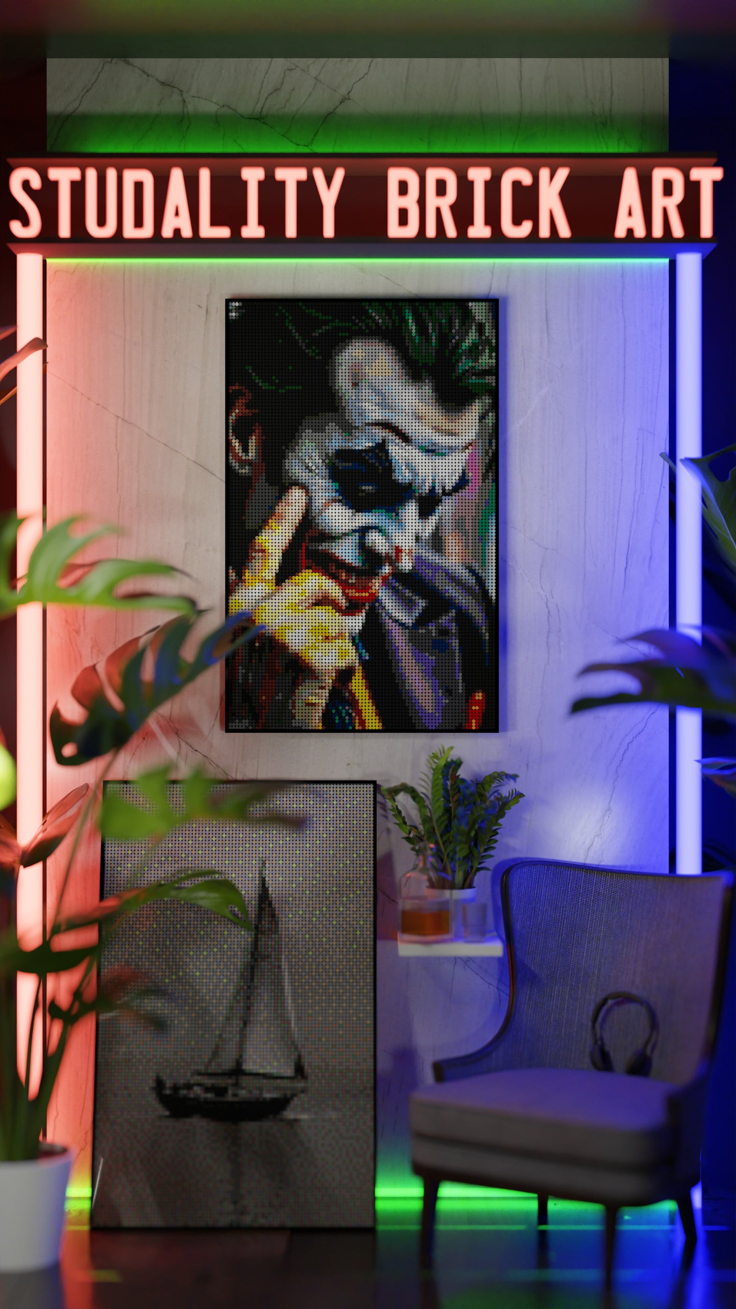 Tony Eats LEGO® Style mosaic pixel art design for display